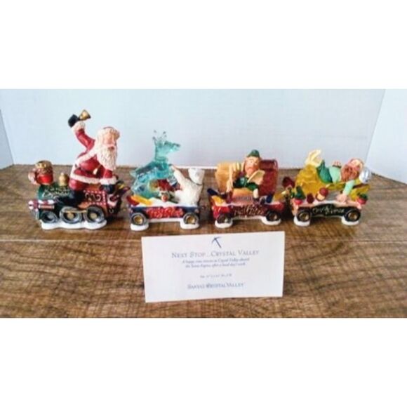 Santa's Express Crystal Valley Christmas Train 4 Cars Crystal Mine Holiday Decor - Picture 1 of 8